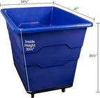 Commercial 16 Bushel Utility Cart with Steel Base, Poly Box Basket Truck, Laundry Cart, and Rolling Trash Bin, 47-Inch x 34.75-Inch x 35.5-Inch, 1000 Pound Weight Capacity, Blue