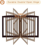 Freestanding Pet Gate for Dogs, Foldable Wooden Dog Gate for House, Extra Wide Indoor Pet Barrier for Stair, Doorway, Hall, Support Feet Included, 120 Inch Wide, 6 Panels 24", Brown