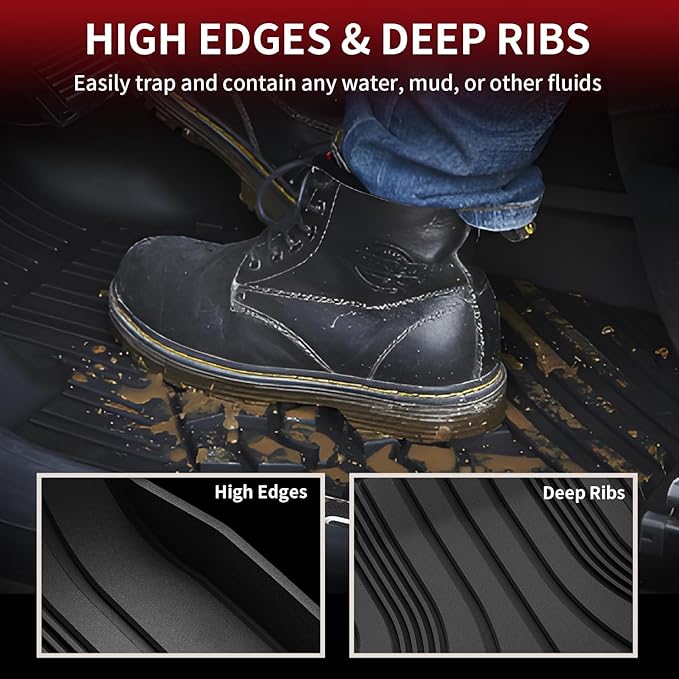 LASFIT Floor Mats for Hyundai Elantra 2026 2025 2024 2023 2022 2021 (Only Fit Gas & Automatic) & Elantra N 2022-2025 (Only Fit Automatic) Custom Fit TPE All Weather Floor Liners Car Mats, Black
