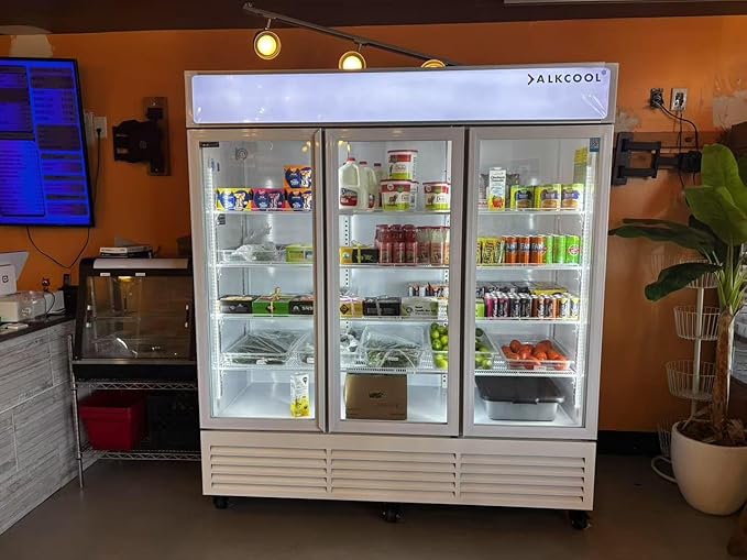 Commercial Flower Refrigerator Floral Display Cooler,White 3 Glass Doors Floral Fridge With LED Light Adjustable Shelves,ETL Sanitation,71" Wide,63.5 Cuft, Wheels Included