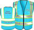 Custom Safety Vest with Logo Pockets High Visibility Reflective Vests Construction Security Workwear