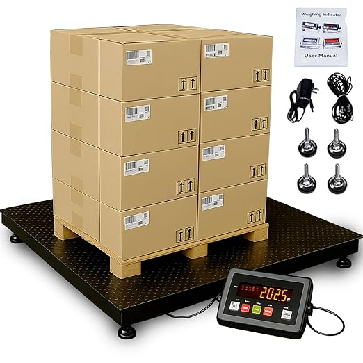 Industrial Floor Scale, Heavy Duty (48"x60"/4'x5') Pallet Scales, 10000lbx1lb Accurate Shipping Scale with Smart Digital Indicator for Warehouse Shipping Industrial Weighing