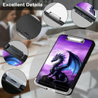 Clipboard with Storage,Office Supplies Nursing Clipboards Folder with Pen Holder Plastic Storage ClipBoard Foldable for Teacher Nurse,Purple Dragon