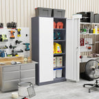 Incbruce 72” Metal Storage Cabinet, Garage Cabinets and Storage System with Doors and Shelves, Tall Lockable Tool Cabinet for Garage, Office, Home (Grey White)