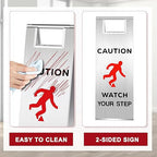 Tandefio 2 Pcs Stainless Steel Wet Floor Sign 24 Inch Caution Watch Your Step Signs Double Sided Foldable Commercial Safety Warning Industrial Warning Signs for Office Hotel Market Restroom Restaurant