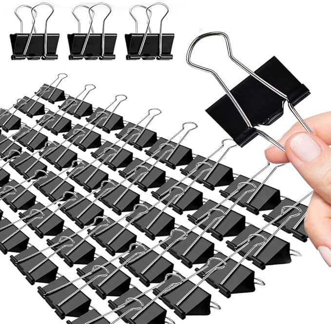 Black Binder Clips, 72 Pack, Non-Standard 41mm, 1.6 Inch, Large Clips, Capacity 0.66 Inch, Paper Clips, Office Clips, Office and School Supplies