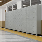 72" inch Employee Locker, Tall Metal Locker with 18 Doors, Storage Locker for Employees School Hospital Garage Gym Home Office with Hooks Requires Assembly (Light Gray)