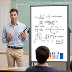 48x32inches Mobile Whiteboard - Adjustable Height, Standing Whiteboard on Wheels, Double-Sided Magnetic Dry Erase Board for Office, Home, Classroom