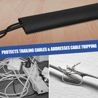 Floor Cord Cover Self Adhesive Cord Hider,3.3FT Cable Management, Extension Strip Protector for Wires, Prevent Cable Trips for Offices, Gyms, Exhibitions Cavity:0.39"(W) x 0.27"(H) Black