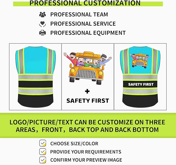 BeautyWill Custom Logo 10/20 Pack Safety Vest Class2 High Visibility Vest with Pockets Breathable Construction Vest Bulk