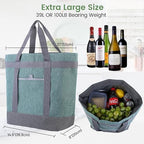 Insulated Reusable Tote Bag for Grocery Shopping for Women/Men, Waterproof Cooler Bags for Travel/Beach/Picnic, Pizza/Food Delivery Bag to Keep Food Cold/Hot for Catering (Oxford Cloth, Green)