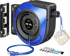 DEWENWILS Extension Cord Reel with 6 Grounded Outlets, 75FT Retractable Extension Cord Reel, Twist-lock Stopper, 14/3C SJTOW, 10A Circuit Breaker, Heavy Duty Power Cord, ETL Listed