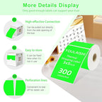 3 X 5 Inch Printable Waterproof Rectangle Color Coding Labels, 300 Per Roll Adhesive Color Coding Stickers for Bar-Codes, Address, Small Business Labeling, Inventory, Fluorescent Green