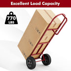Goplus Hand Truck, P-Handle Hand Truck Dolly with Vertical Loop Handle, 10” Wheels, 15” x 9” Foldable Nose Plate, 660 LBS Capacity, Heavy Duty Metal Dolly Cart for Lifting, Moving, Delivery, Stairs