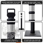 Kanayu 49 Inch Traffic Delineator Posts with 8.8 Lbs Rubber Base PE Delineator Post Portable Parking Pole Traffic Cone Barrier with Removable Base, Reflective Band(4 Packs,Black)