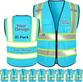 Custom Safety Vest with Logo Pockets High Visibility Reflective Vests Construction Security Workwear