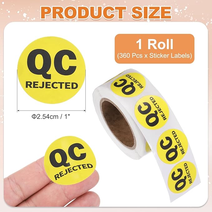 PATIKIL 360 Pcs 1 Roll QC Hold Labels, 1 Inch Circle Inventory Control Adhesive Round Labels Food Service Quality Control Stickers for Warehouse Management Inspection, Yellow