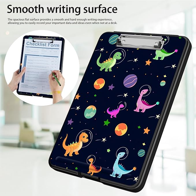 Clipboard with Storage,Office Supplies Nursing Clipboards Folder with Pen Holder Plastic Foldable Clip Board with Storage for Nurse Teacher,Dinosaurs Planet
