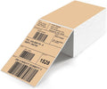 Khaki Direct Thermal Labels 4 × 6 Inch Vinyl Self-Adhesive Fanfold Shipping Stickers Waterproof Perforated Printer Decal for Office School Warehouse 500 PCS