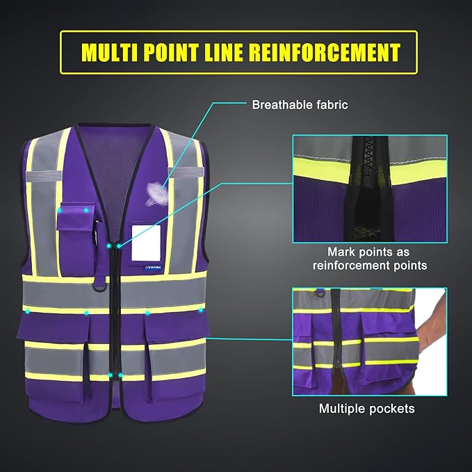 AYKRM Custom Logo Personalised Printed High Visibility Reflective 2 two tone work construction Safety Vest