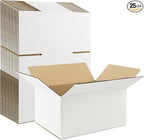 Frametory 10x7x5 Pack of 25 Corrugated Cardboard Packing Shipping Mailing Moving Carton Boxes, White
