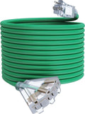 50Ft 12/3 Outdoor Extension Cord with 3-Outlets, Heavy Duty 12 Gauge 3 Prong Extension Cord Waterproof with Lighted end, 15A 12AWG 1875W SJTW, ETL Listed - Great for Garage, Garden and Home, Green