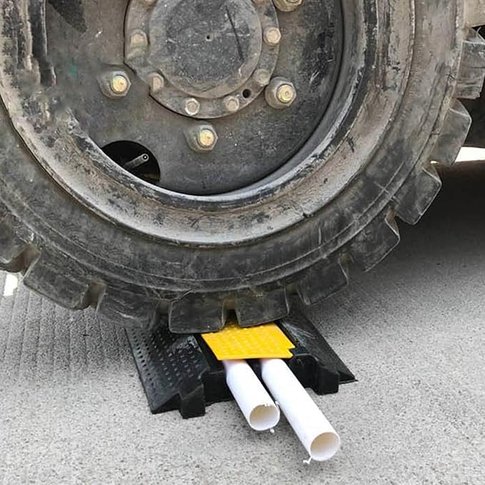 Hose Protector – Rubber Traffic Cord Ramp, Weather-Resistant Heavy-Duty Cable Hider, Multifunctional Road and Warehouse Safety Device, Outdoor Indoor Gravel Protection, Industrial Equipment Accessory