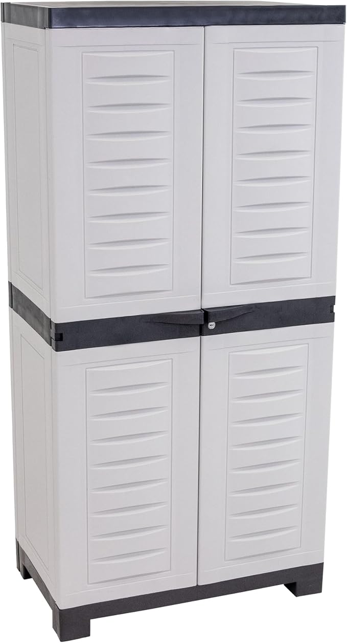 Sunnydaze Lockable Storage Cabinet - Indoor or Garage Storage Cabinet with 3 Adjustable Shelves - 48.75" H - Garage, Office, Home, Laundry Room - Gray