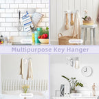 VIS'V Key Holder Wall Mount, Small Metal Self Adhesive Key Hanger with 3 Hooks, No Drilling, Extra Adhesive Strip, Silver