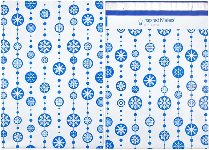 Inspired Mailers - Christmas Poly Mailers 10x13 Holiday Variety Pack of 30-10 each: Polar Bears, Red Christmas Trees, Blue Snowflake Baubles (10x13, 30 Pack)