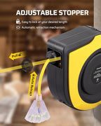 DEWENWILS Retractable Extension Cord Reel, 75 FT Heavy Duty Power Cord, 14/3C SJTOW Retractable Cord Reel, Lighted Triple Outlets, 10A Circuit Breaker, Wall/Ceiling Mount, UL Listed, Yellow