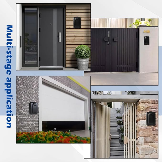 Key Lock Box, 12-Digit Code, Weatherproof Wall Mount, Large Capacity 5-8 Keys, Aluminum Alloy (Black, 3.58 * 2.24 * 5.28IN)
