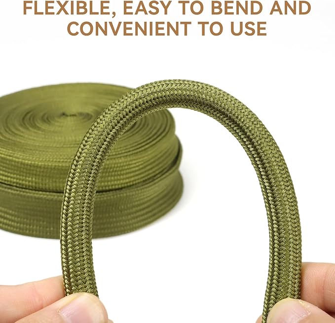 Polyamide Cable Sleeve, 10ft Flexible Expandable Braided Sleeving, Cable Management Sleeve for TV Computer Office Home Entertainment (Green, 3/4")