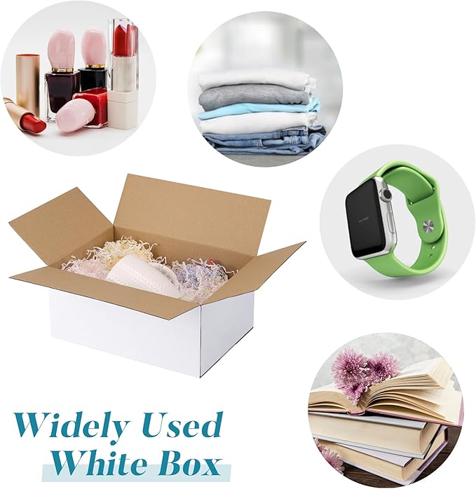 Shipping Boxes 9x6x4 Set of 6, White Corrugated Cardboard Box for Mailing Business Packaging
