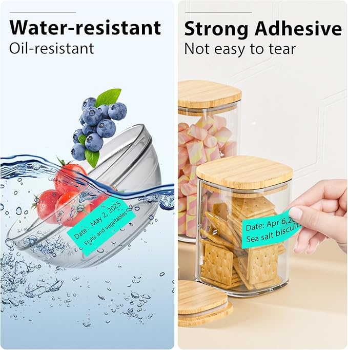 1x2 Inch Thermal Labels,500PCS Rectangle Stickers,Waterproof Removable Blank Stickers for Address,Jars,Freezer Containers & Pantry Organization,Watercolor Green