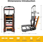 Electric Stair Climbing Dolly, 400lb Max Load Heavy Duty, Powered Stair Climber Dolly Cart with 6 Wheels Motor Powered for Furniture Logistics Warehouse, Black, 120W