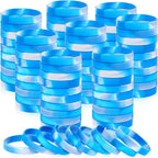 Liliful 100 Pcs Silicone Rubber Wristbands Rubber Wristband Bracelet Bands for Silicone Wristbands for Women Men(Blue and White)