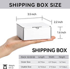 Small Shipping Boxes 3.5x2.2x1.6 Inches, 10-Pack White Corrugated Cardboard Boxes for Mailing, Storing, Gift Packaging