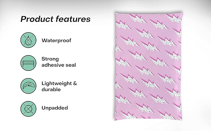 6x9 Poly Mailers – Lightning Bolt – Waterproof, Tear-Resistant Shipping Bags with Adhesive Seal – 200 Pack – Package Mint