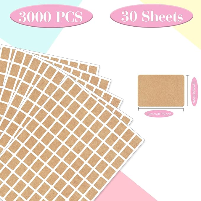 Starboling Color Coding Labels,3000 PCS 1/2" x 3/4" Kraft Paper Rectangular Label,for Garage Sale,Price Tags,File Folder Tabs（Dark）