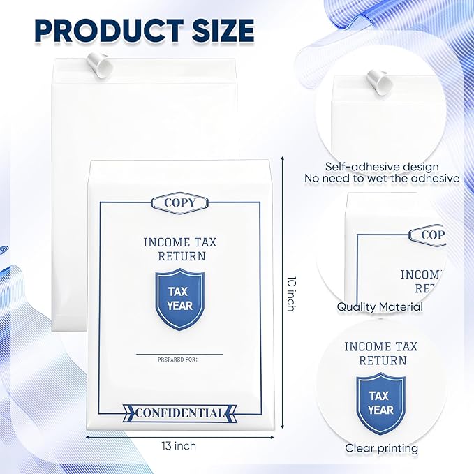50 Pcs Income Tax Return Envelopes for Tax Preparers 10 x 13 Inches Open End Envelopes for Personal Customer Office Business Legal Documents Catalog Mailing, White