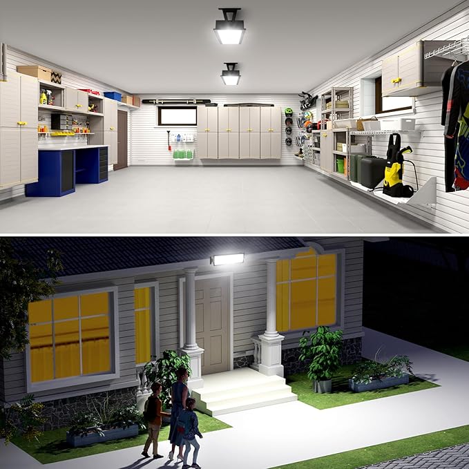FastDeng LED Shop Light, 150W 18000lm 5000K Daylight LED Garage Light, IP66 Waterproof Outdoor Flood Light with US Plug 10FT Cord and Switch for Workshop Yard Factory Area High Bay Lighting