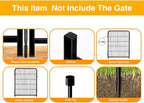 Doorless Dog Digging Fence Barrier,48in(H) 12 Panels Total 26.6 Ft(L), Black Metal Fencing for Yard 4ft Tall, Dog Fence Outdoor for Yard, Fencing for Garden Beds, Garden Fences Border