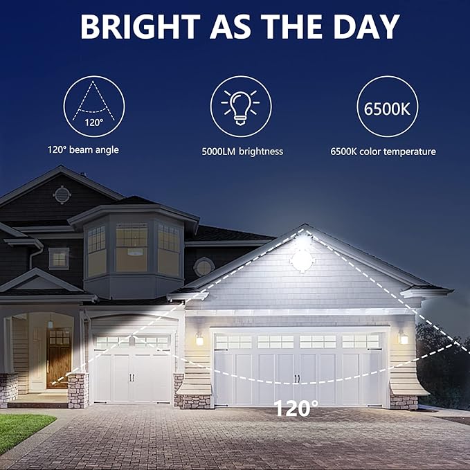 UFOND 3000 Lumen LED Flood Lights, Outdoor Waterproof Security Lights, 30W Floodlight with Plug, Adjustable Heads (2 Pack)
