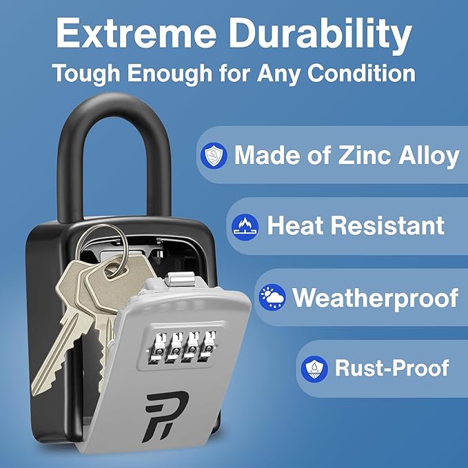 RUDY RUN Key Lock Box for Outside - Realtor Lockbox for House Keys Outdoor - Combination Key Hiders to Hide a Key Safe Storage