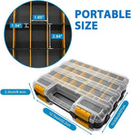 Double Side Tool Box Organizer, Hardware Storage Box, Portable Small Parts Organizer with Removable Plastic Dividers for Screws, Nuts, Nails, Bolts (Orange)