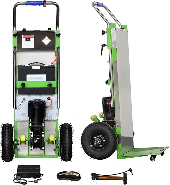 880lb Electric Stair Climbing Hand Trucks Dolly Cart for Moving, Heavy Duty Stair Climber Cart 1200W Powered Stair Climbing Hand Truck, Green