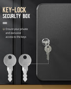Uniclife 20 Position Key Cabinet with Key Lock Wall Mounted Black Security Storage Box Steel Key Organizer with Colorful Key Tag Labels Stickers and Hooks