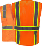 FONIRRA 3 Pack Hi Vis Safety Vest for Men with 8 Pockets,Hi Vis Reflective Mesh Vest for Men for Construction