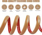 Floor Cord Cover Self Adhesive Cord Hider,20FT Cable Management, Extension Strip Protector for Wires, Prevent Cable Trips for Offices, Gyms, Exhibitions Cavity:0.51"(W) x 0.3"(H) Brown Wood